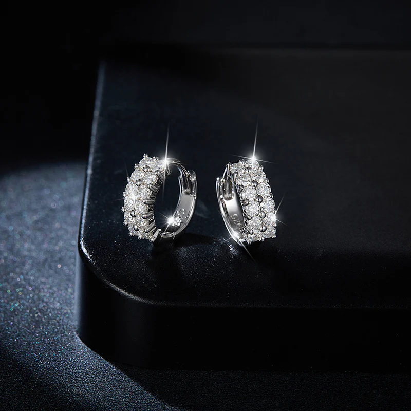 HOOP MOISSANITE EARRINGS IN STERLING SILVER - Image 3