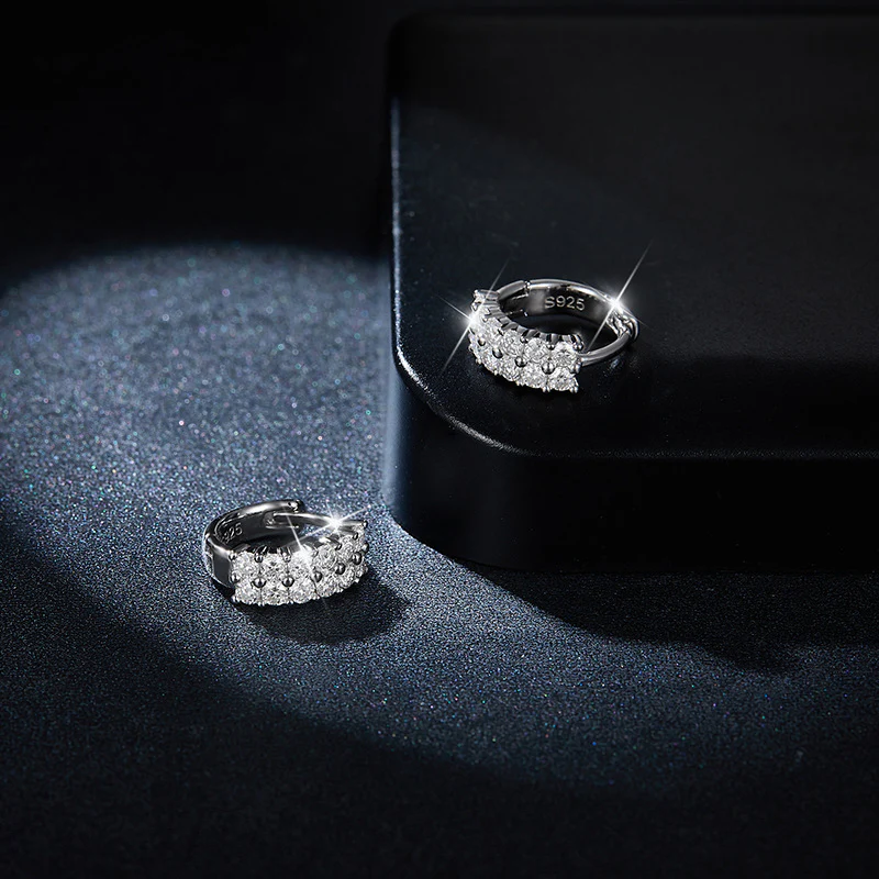 HOOP MOISSANITE EARRINGS IN STERLING SILVER - Image 5