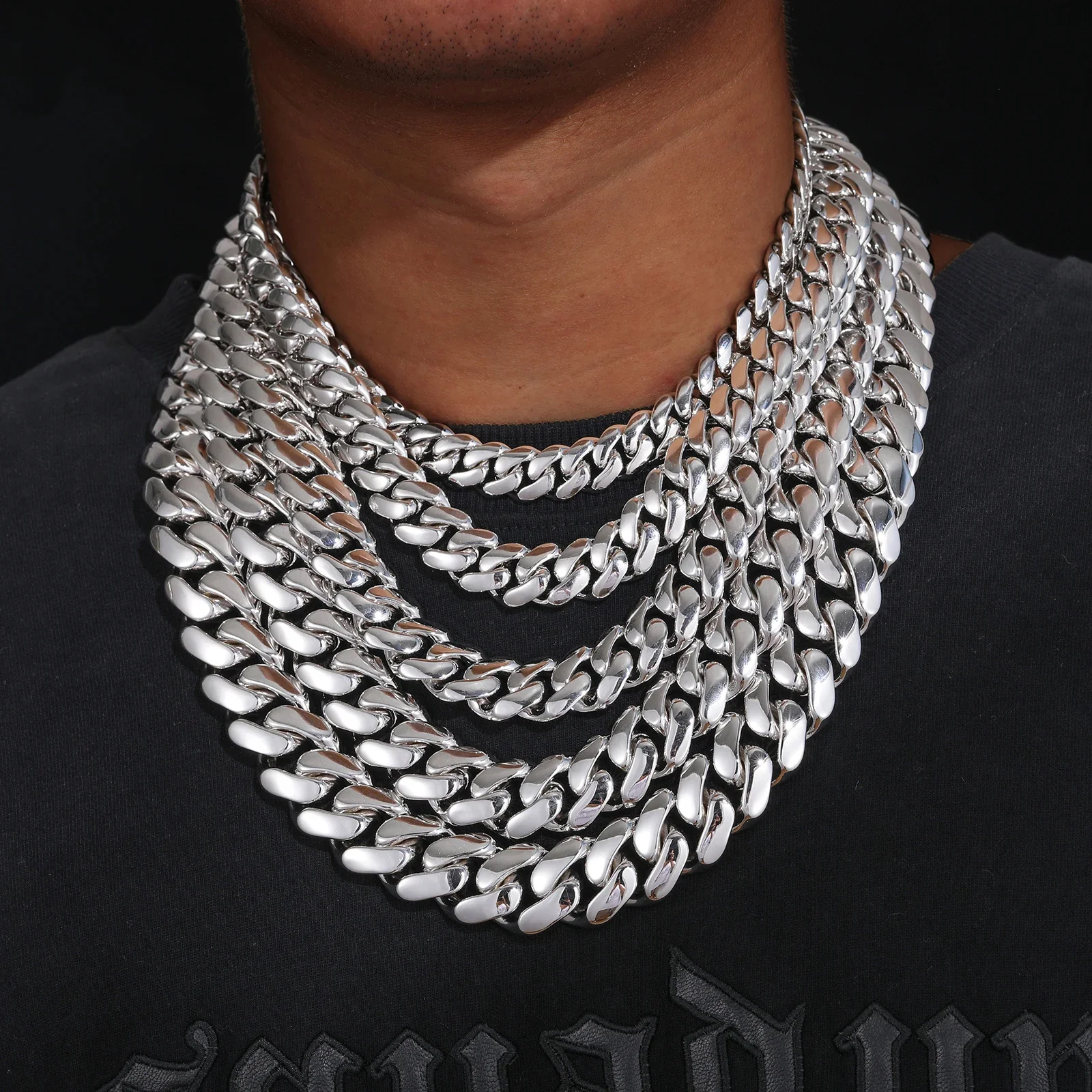 10-22MM MOISSANITE BUCKLE CUBAN LINK NECKLACE/BRACELET IN STERLING SILVER - Image 5