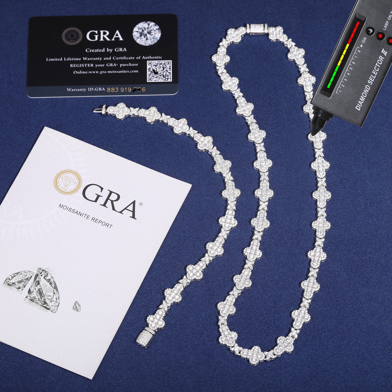 10MM CROSS STAR MOISSANITE LINK CHAIN NECKLACE/BRACELET IN STERLING SILVER - Image 5