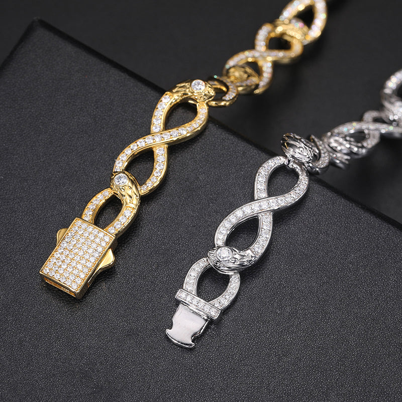 10MM INFINITY LINK MOISSANITE CUBAN CHAIN BRACELET IN STERLING SILVER - Image 3