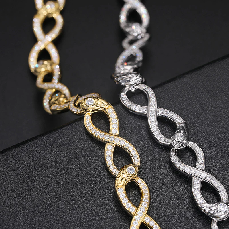 10MM INFINITY LINK MOISSANITE CUBAN CHAIN BRACELET IN STERLING SILVER - Image 4
