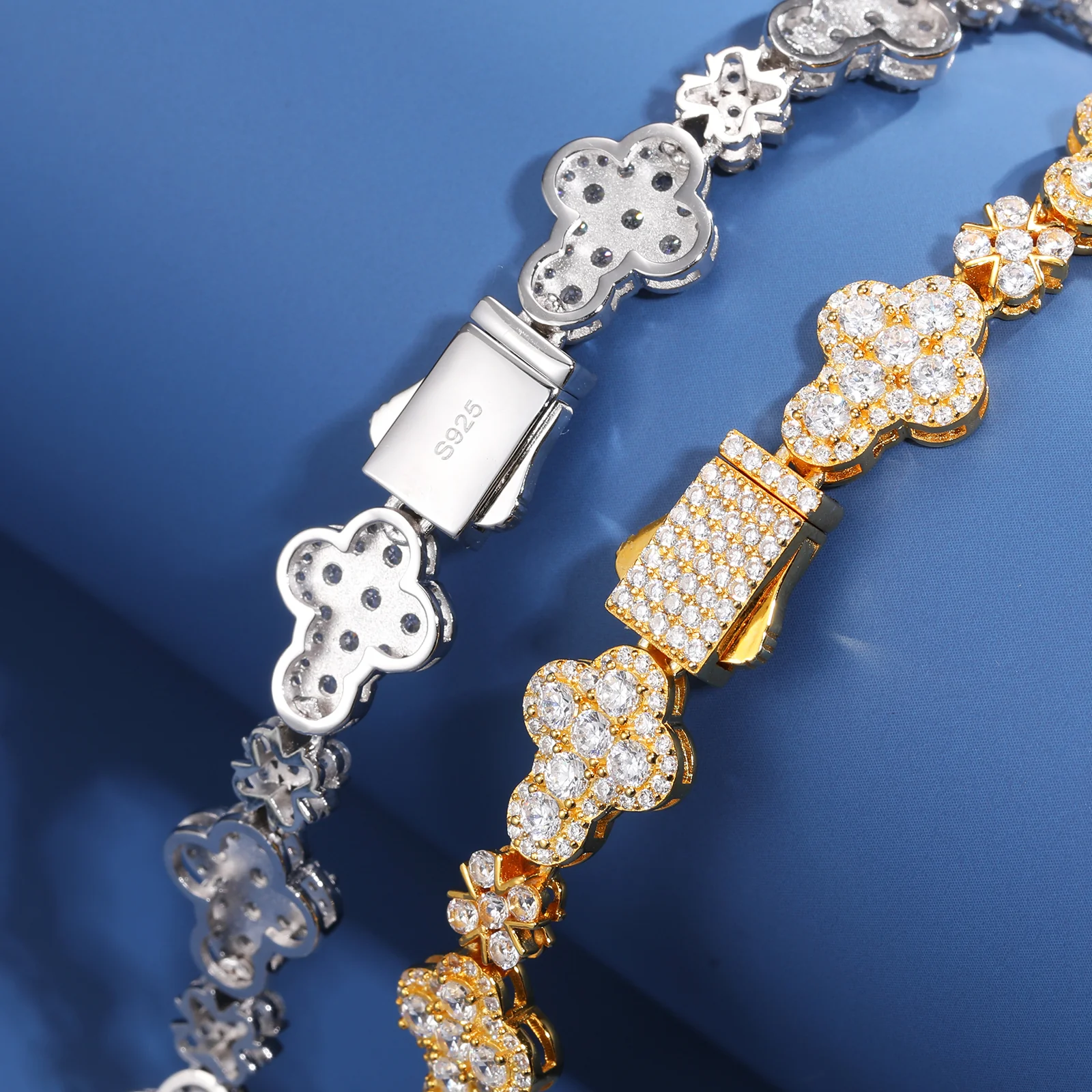 10MM MOISSANITE DIAMOND SNOWFLAKE CROSS LINK CHAIN NECKLACE/BRACELET IN STERLING SILVER - Image 4
