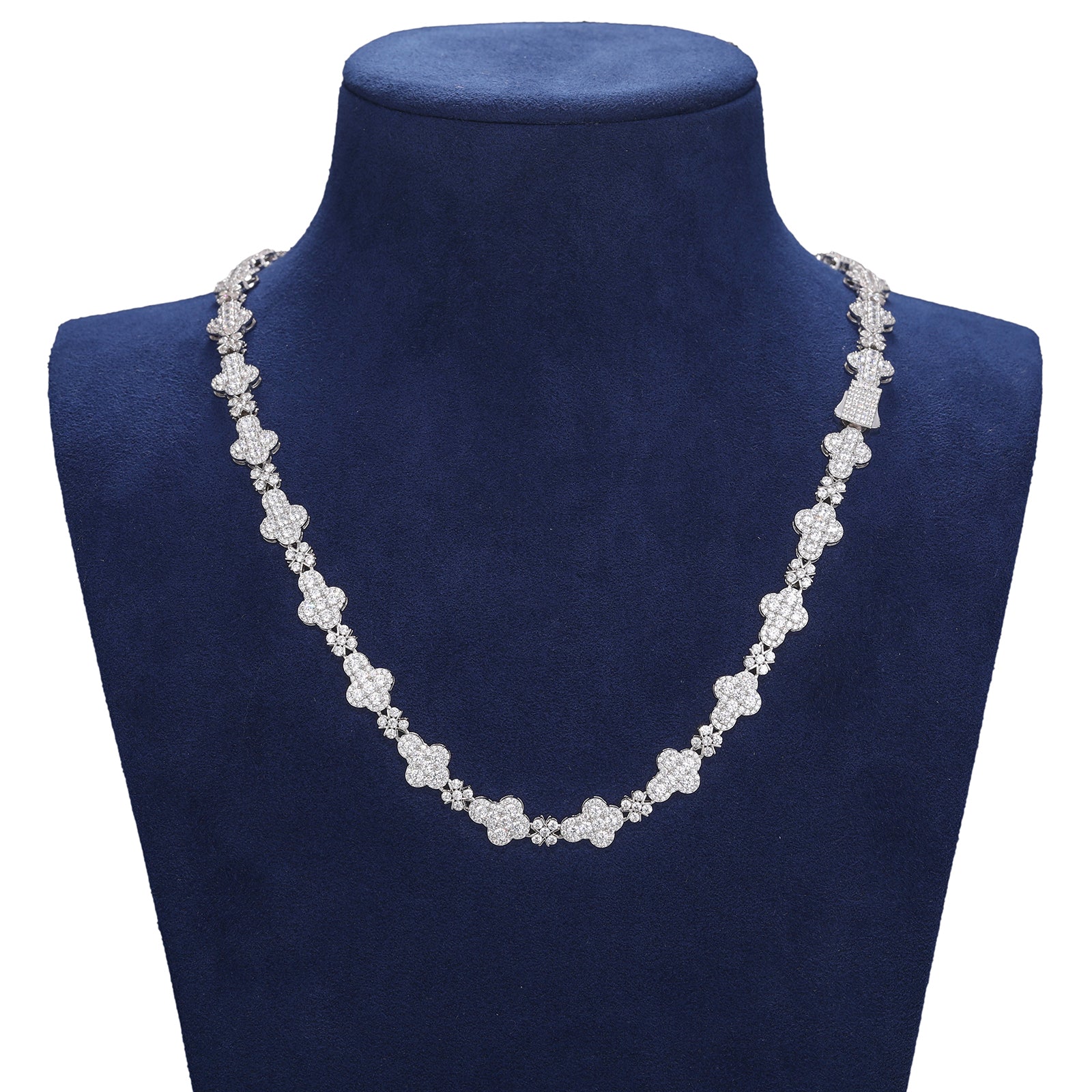 10MM MOISSANITE DIAMOND SNOWFLAKE CROSS LINK CHAIN NECKLACE/BRACELET IN STERLING SILVER - Image 5