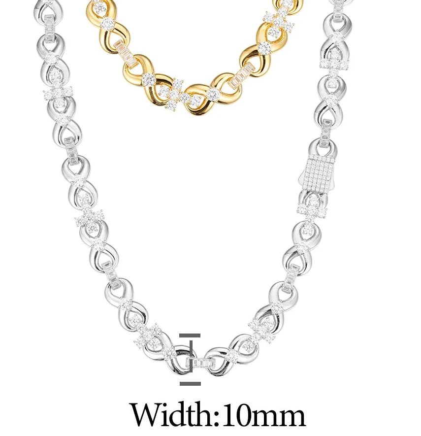 10MM MOISSANITE INFINITY CROSS LINK NECKLACE IN STERLING SILVER - Image 6