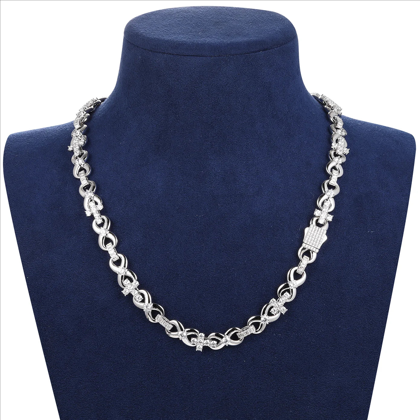 10MM MOISSANITE INFINITY CROSS LINK NECKLACE IN STERLING SILVER - Image 7