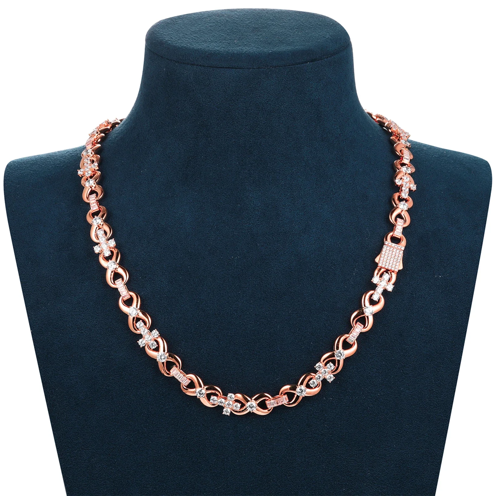 10MM MOISSANITE INFINITY CROSS LINK NECKLACE IN STERLING SILVER - Image 8