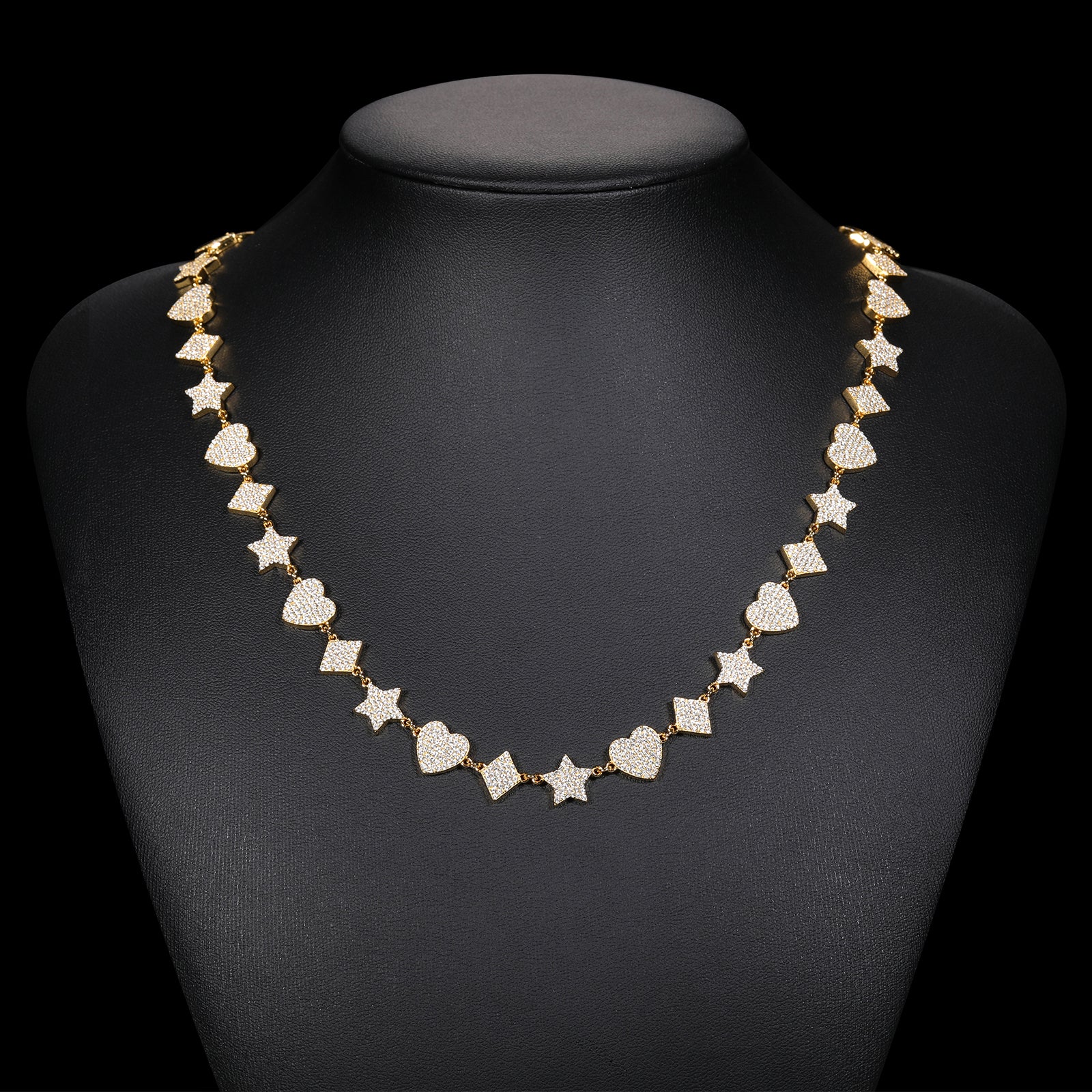 10MM MOISSANITE STAR HEART RHOMBUS LINK CHAIN TENNIS NECKLACE/BRACELET IN STERLING SILVER - Image 4