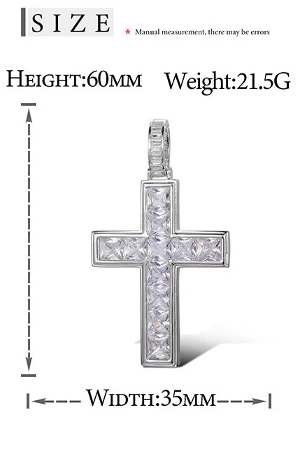 MOISSANITE ICED OUT CROSS PENDANT IN STERLING SILVER - Image 7