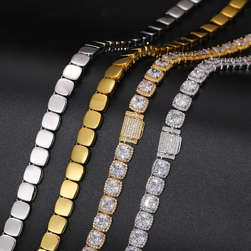 11MM CUSHION CUT MOISSANITE DIAMOND TENNIS CHAIN NECKLACE OR BRACELET IN STERLING SILVER - Image 3