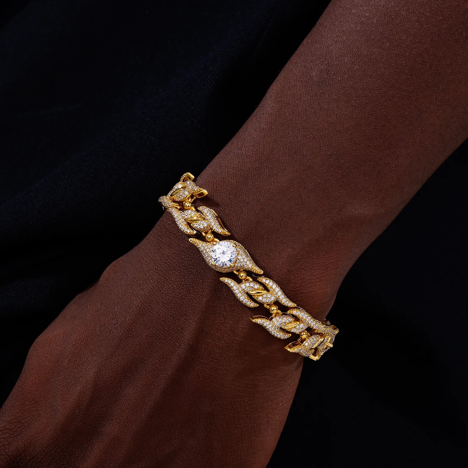 12MM MOISSANITE ICED OUT EVIL EYE THORN LINK BRACELET IN STERLING SILVER - Image 3
