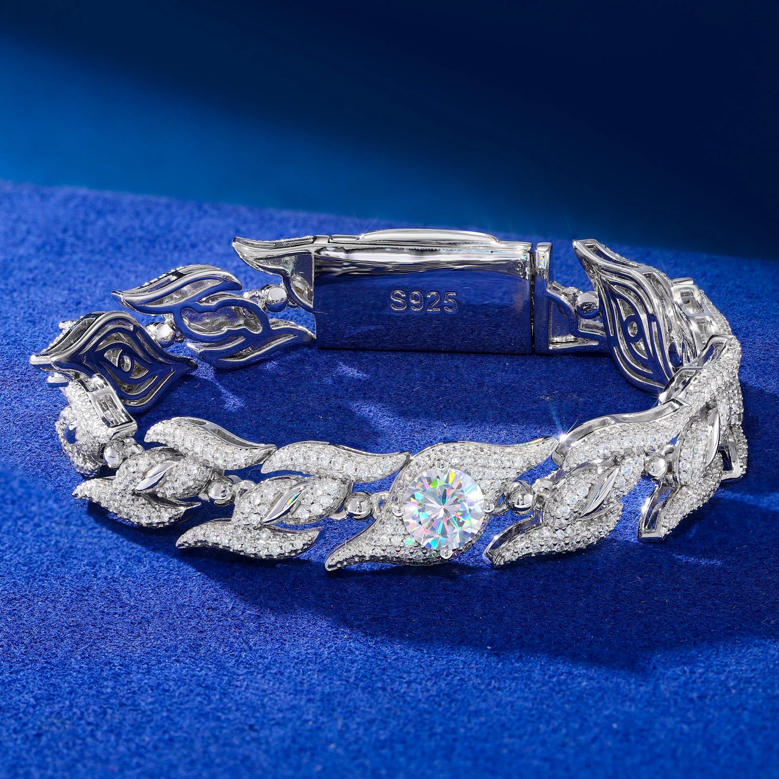 12MM MOISSANITE ICED OUT EVIL EYE THORN LINK BRACELET IN STERLING SILVER - Image 4