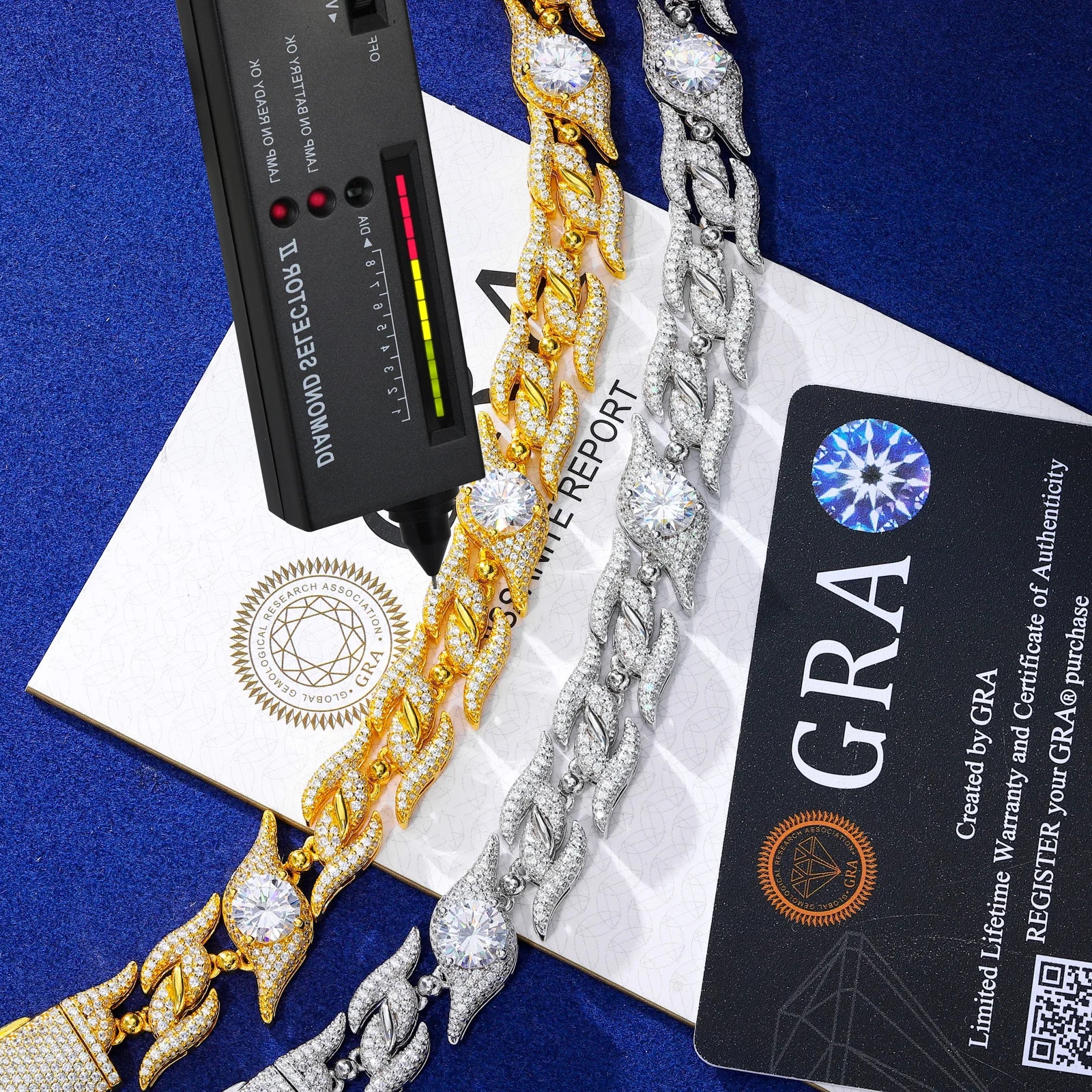 12MM MOISSANITE ICED OUT EVIL EYE THORN LINK BRACELET IN STERLING SILVER - Image 5