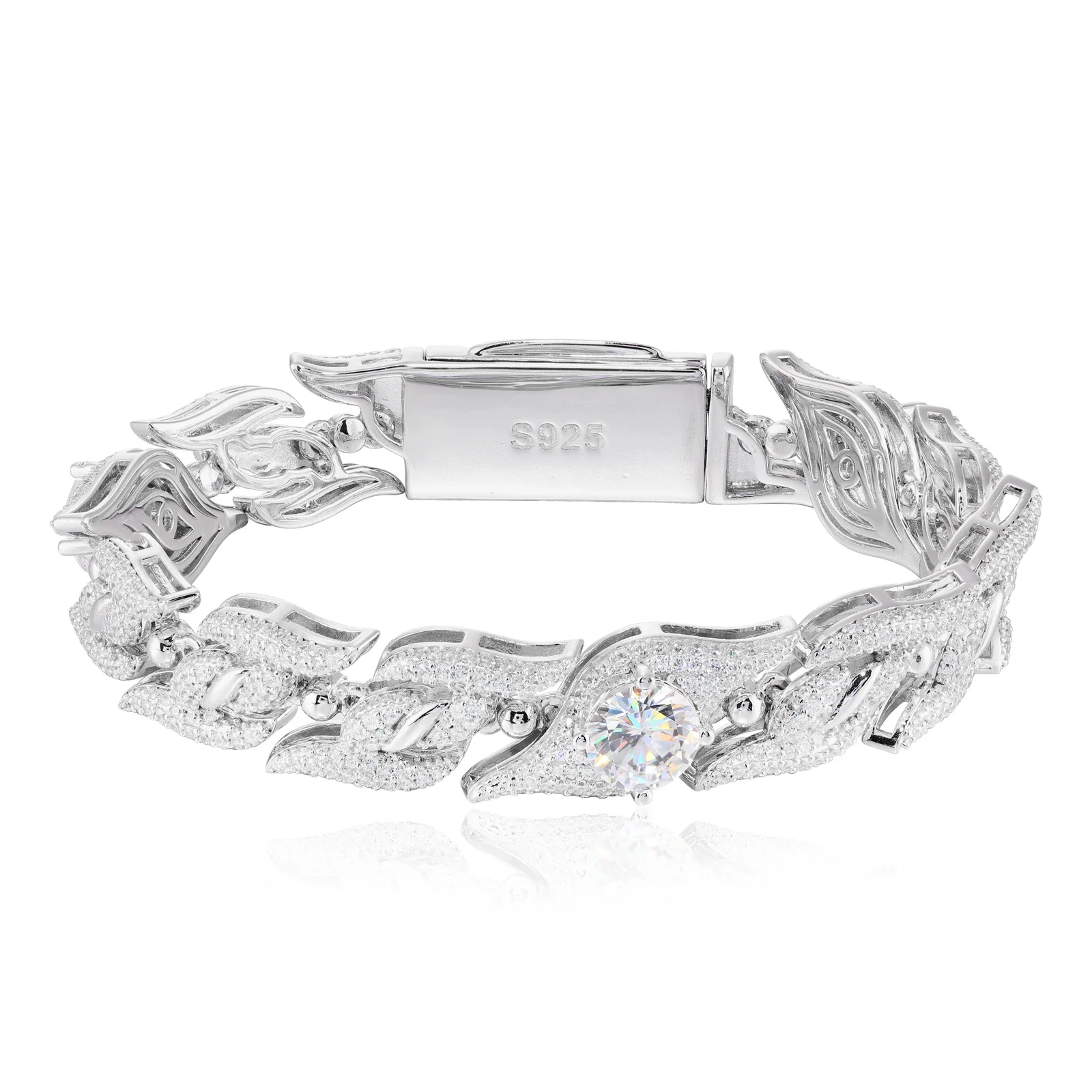 12MM MOISSANITE ICED OUT EVIL EYE THORN LINK BRACELET IN STERLING SILVER - Image 6