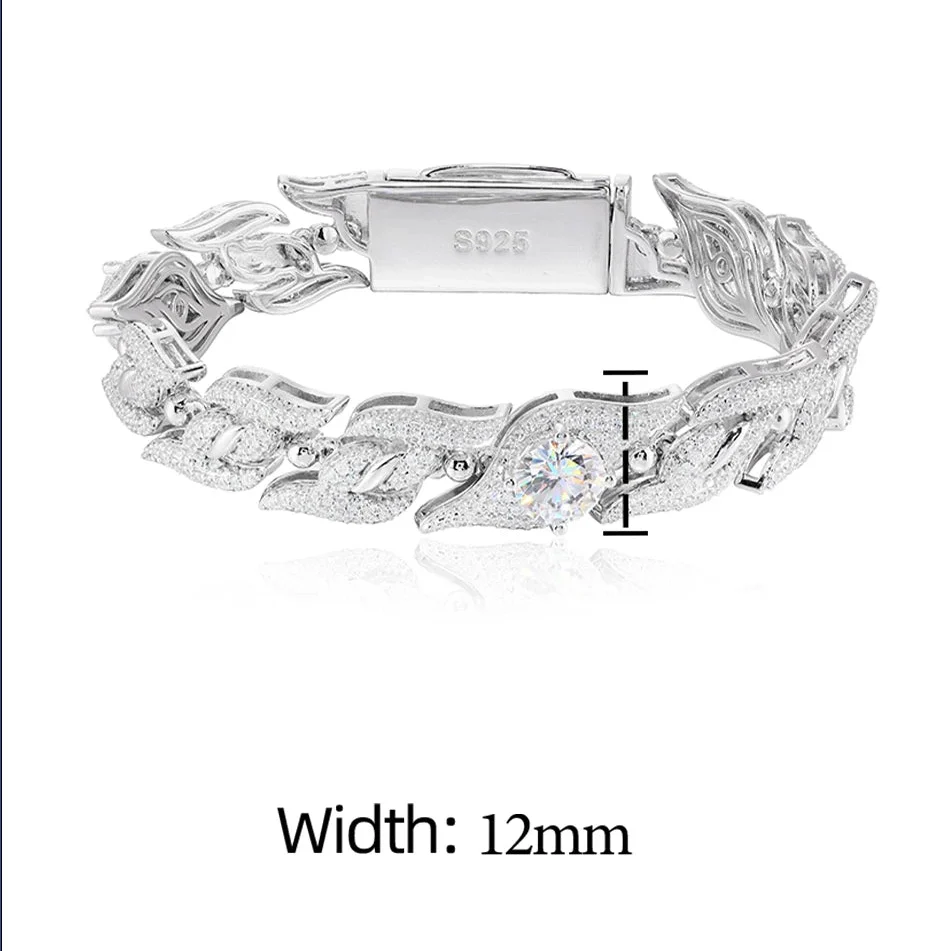 12MM MOISSANITE ICED OUT EVIL EYE THORN LINK BRACELET IN STERLING SILVER - Image 8