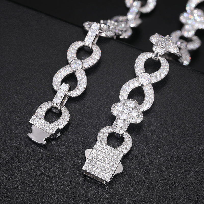 12MM MOISSANITE INFINITY CROSS CLUSTER CUBAN LINK CHAIN IN STERLING SILVER - Image 3