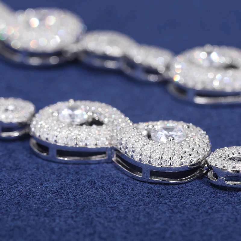 12MM MOISSANITE INFINITY LINK BRACELET/NECKLACE IN STERLING SILVER - Image 3