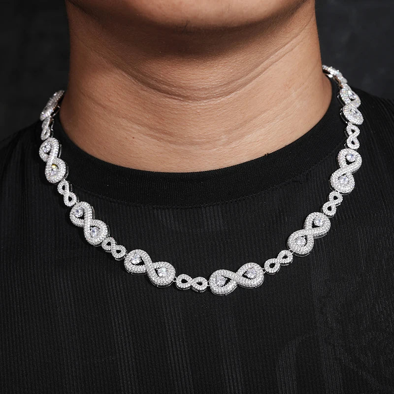 12MM MOISSANITE INFINITY LINK BRACELET/NECKLACE IN STERLING SILVER - Image 4