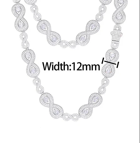 12MM MOISSANITE INFINITY LINK BRACELET/NECKLACE IN STERLING SILVER - Image 6