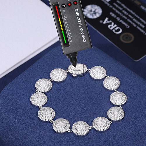 12MM MOISSANITE PILL LINK CHAIN BRACELET IN STERLING SILVER - Image 5