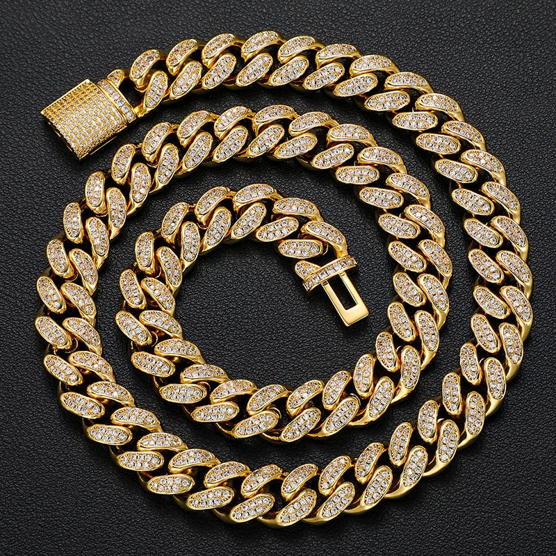 12MM TWO ROW MOISSANITE BEZEL CUBAN LINK CHAIN IN STERLING SILVER - Image 3