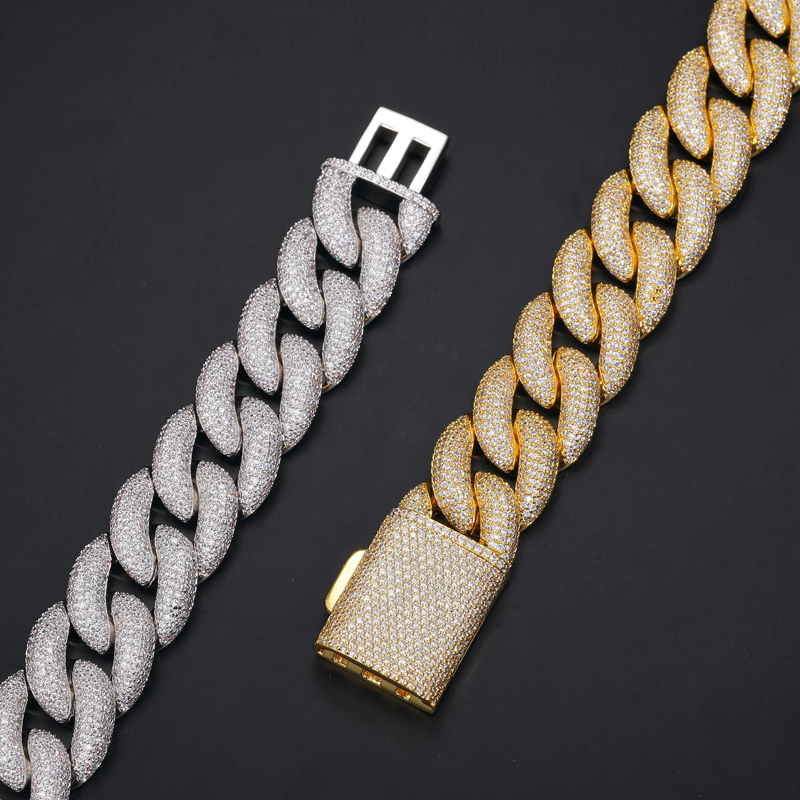 14-20MM MOISSANITE DIAMOND CUBAN LINK CHAIN NECKLACE/BRACELET IN STERLING SILVER - Image 3
