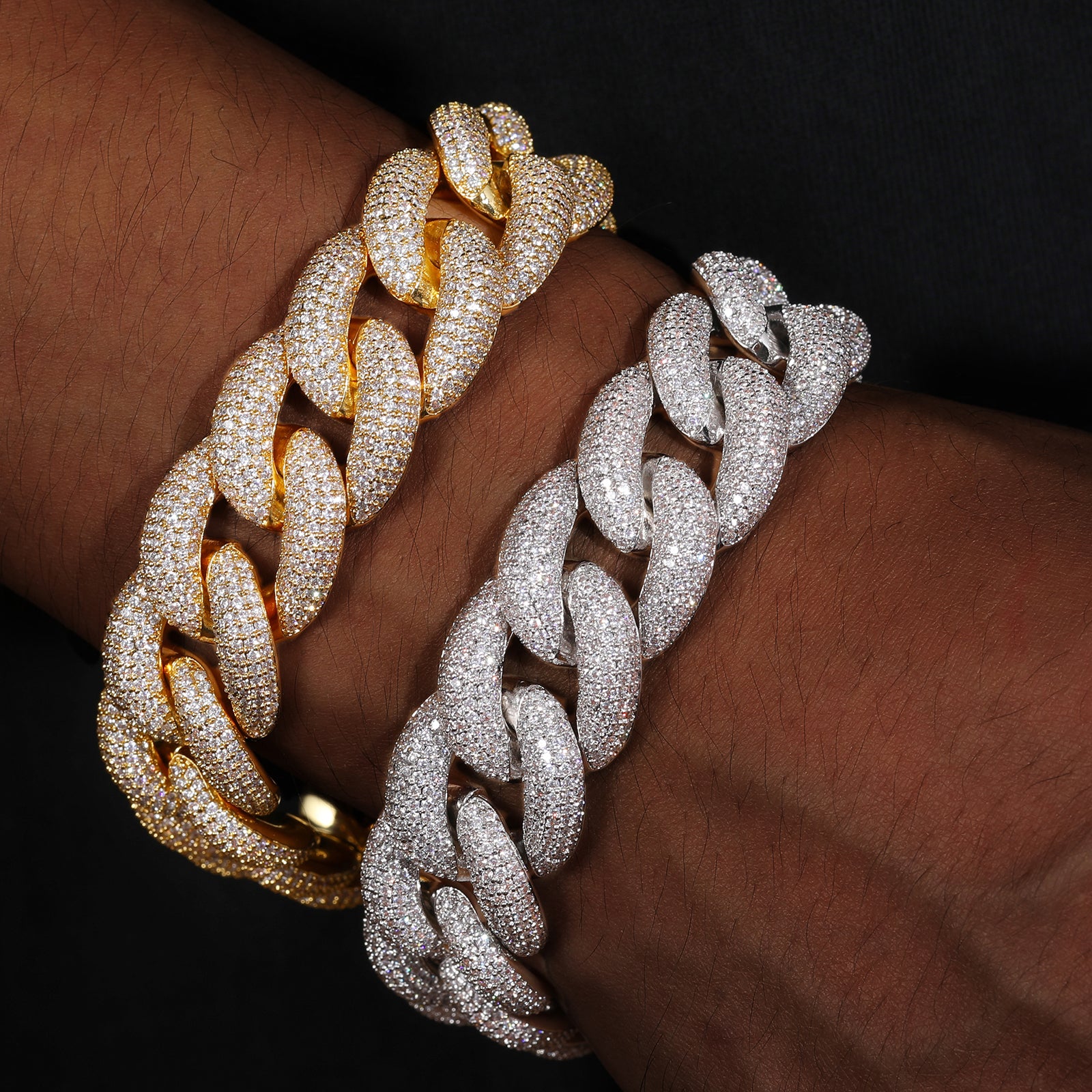 14-20MM MOISSANITE DIAMOND CUBAN LINK CHAIN NECKLACE/BRACELET IN STERLING SILVER - Image 4