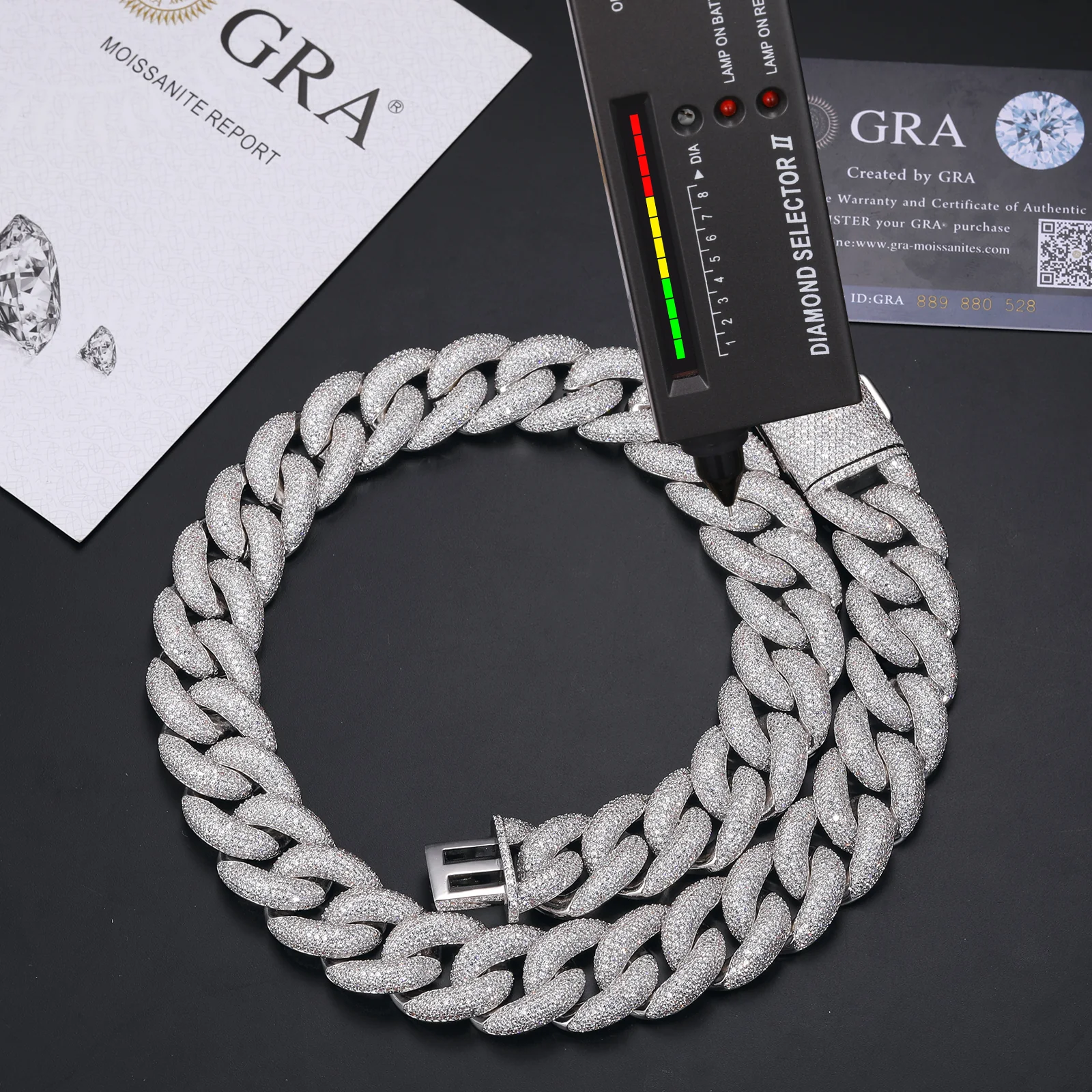 14-20MM MOISSANITE DIAMOND CUBAN LINK CHAIN NECKLACE/BRACELET IN STERLING SILVER - Image 5
