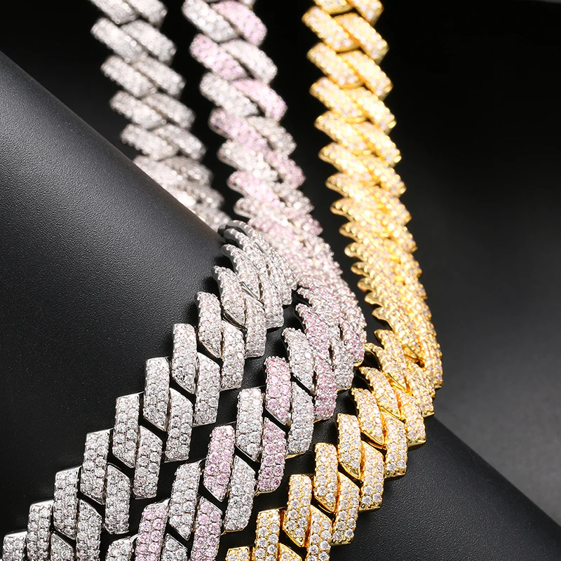 14MM MOISSANITE CUBAN LINK NECKLACE OR BRACELET IN STERLING SILVER - Image 4