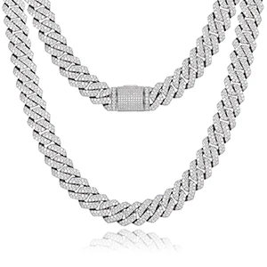 14MM MOISSANITE CUBAN LINK NECKLACE OR BRACELET IN STERLING SILVER - Image 5