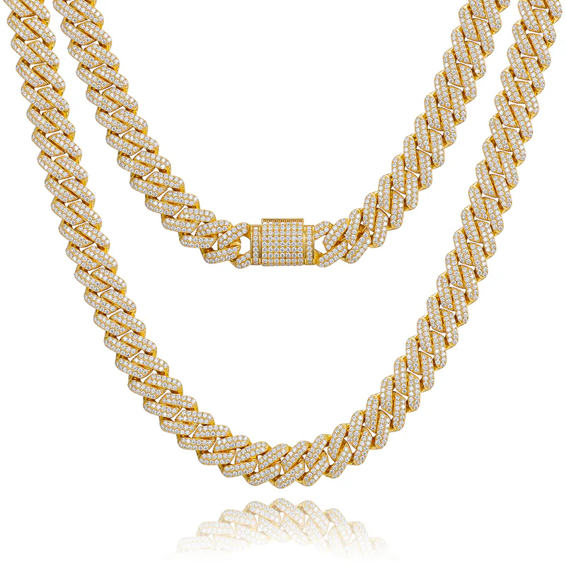 14MM MOISSANITE CUBAN LINK NECKLACE OR BRACELET IN STERLING SILVER - Image 6