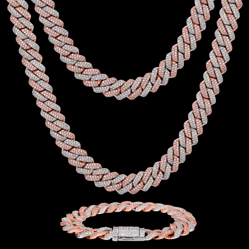 14MM MOISSANITE CUBAN LINK NECKLACE OR BRACELET IN STERLING SILVER - Image 7