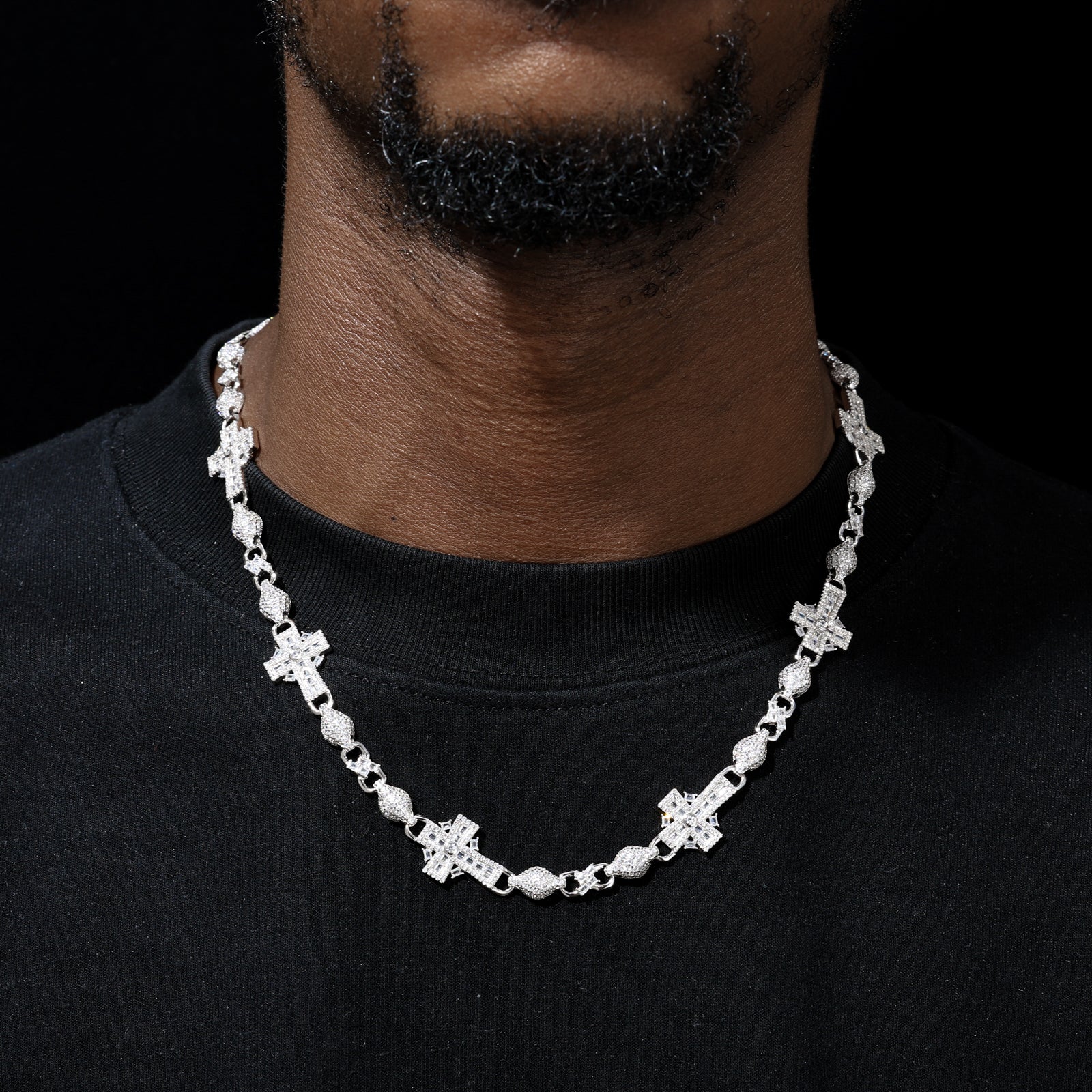 14MM MOISSANITE INFINITY MIX BALL LINK NECKLACE/BRACELET IN STERLING SILVER - Image 2