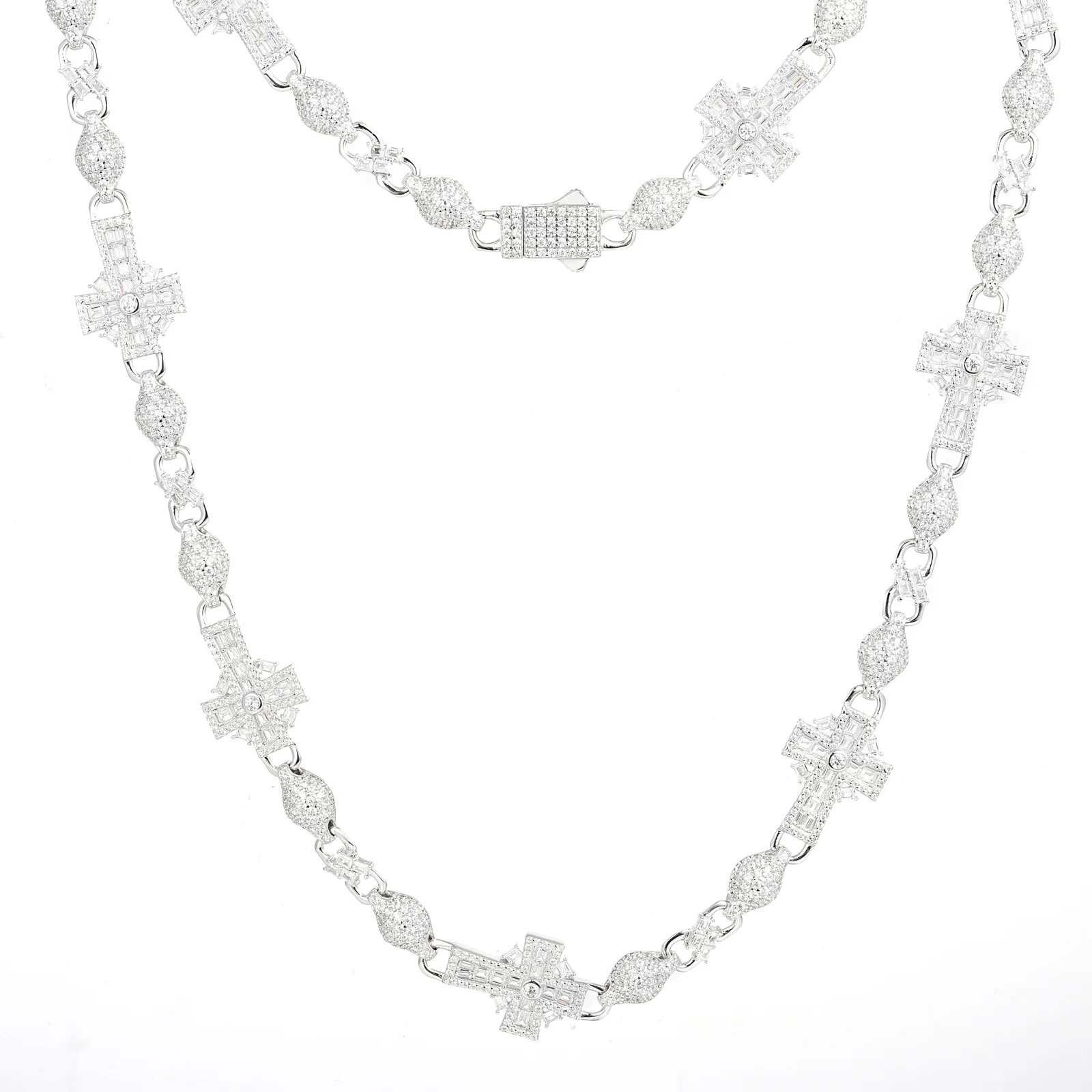 14MM MOISSANITE INFINITY MIX BALL LINK NECKLACE/BRACELET IN STERLING SILVER - Image 7