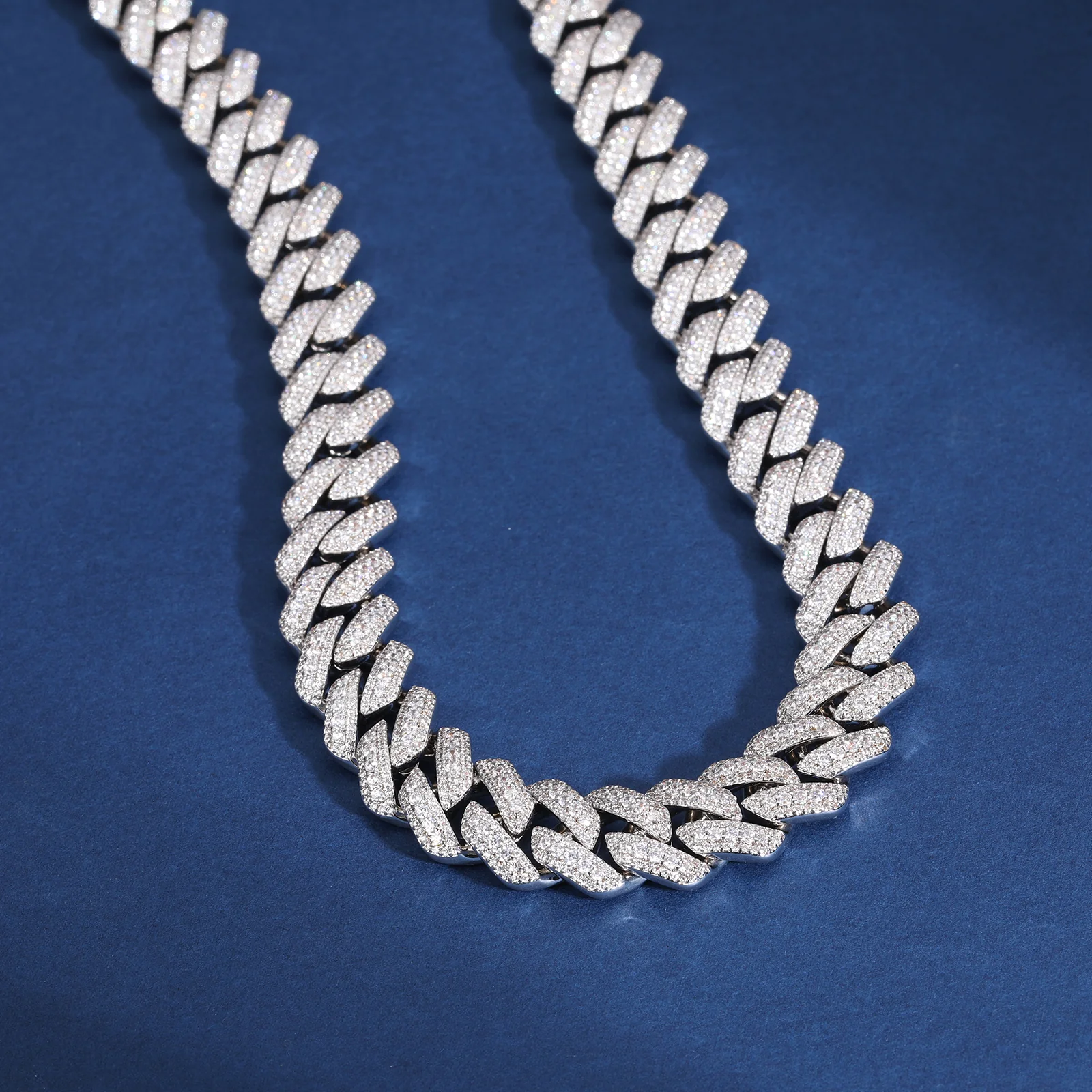 15MM MOISSANITE CUBAN LINK CHAIN NECKLACE/BRACELET IN STERLING SILVER - Image 3