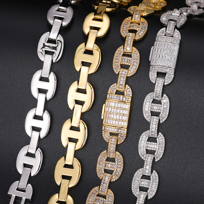 16MM BAGUETTE MOISSANITE CUBAN LINK CHAIN NECKLACE/BRACELET IN STERLING SILVER
