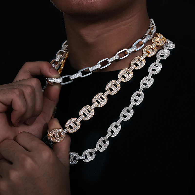 16MM BAGUETTE MOISSANITE CUBAN LINK CHAIN NECKLACE/BRACELET IN STERLING SILVER - Image 3