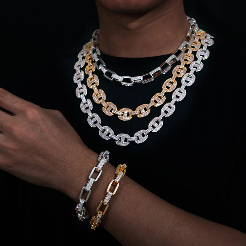 16MM BAGUETTE MOISSANITE CUBAN LINK CHAIN NECKLACE/BRACELET IN STERLING SILVER - Image 4