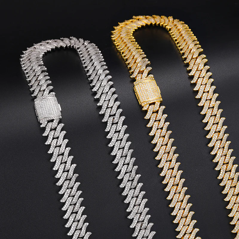 16MM MOISSANITE THORN MIAMI CUBAN LINK CHAIN NECKLACE/BRACELET IN STERLING SILVER