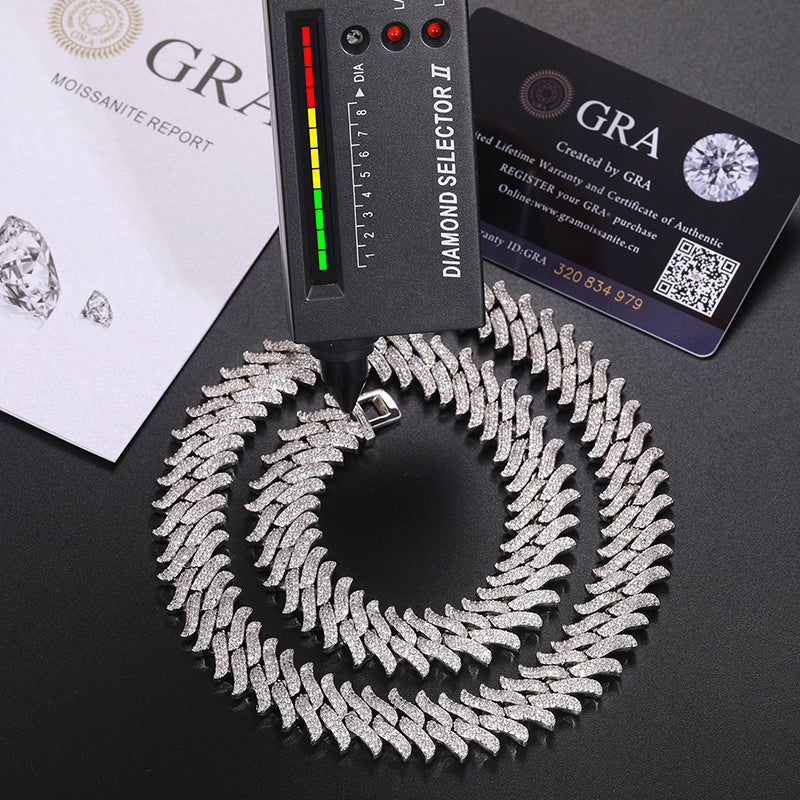 16MM MOISSANITE THORN MIAMI CUBAN LINK CHAIN NECKLACE/BRACELET IN STERLING SILVER - Image 4