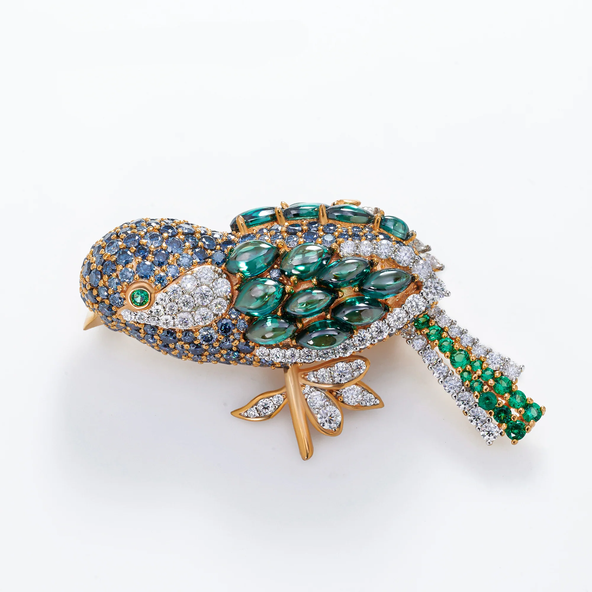 18K GOLD PLATED MAJESTIC MEADOW BIRD BROOCH IN STERLING SILVER - Image 3
