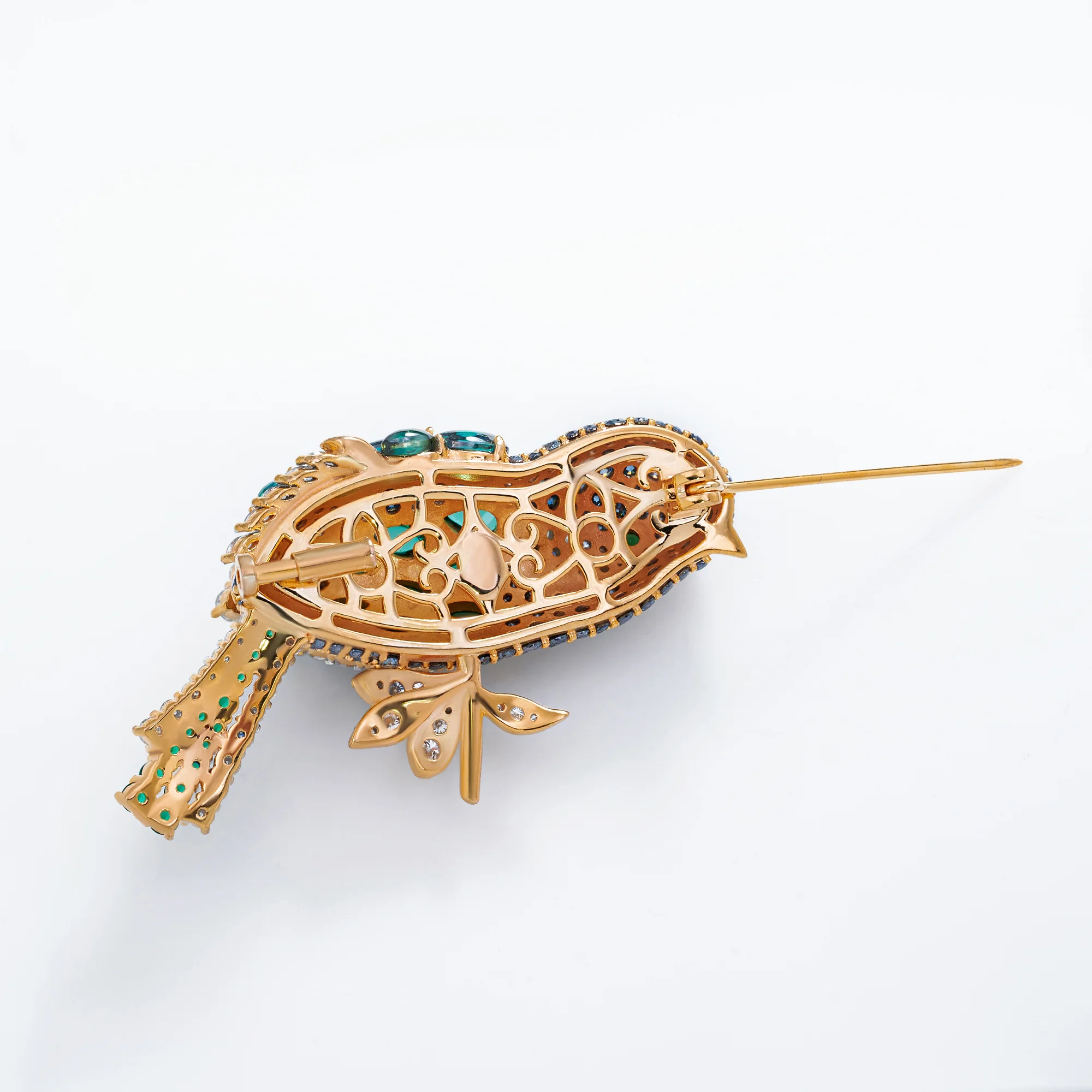 18K GOLD PLATED MAJESTIC MEADOW BIRD BROOCH IN STERLING SILVER - Image 5
