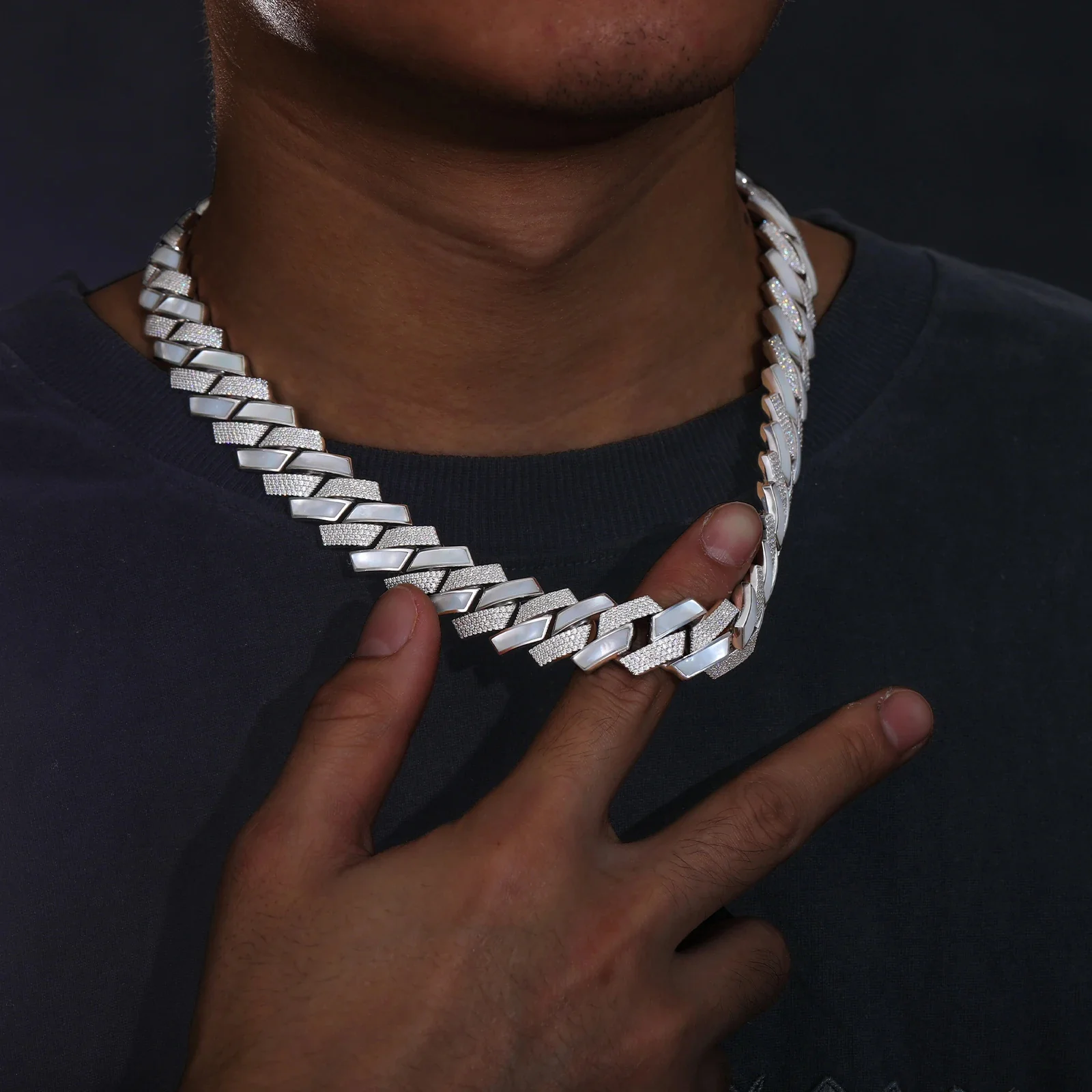 18MM MOISSANITE ALTERNATE CUBAN LINK NECKLACE/BRACELET IN STERLING SILVER - Image 3
