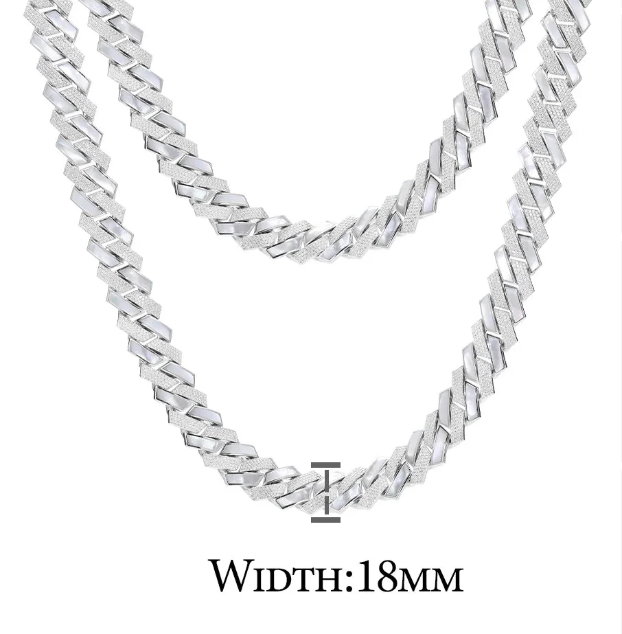 18MM MOISSANITE ALTERNATE CUBAN LINK NECKLACE/BRACELET IN STERLING SILVER - Image 6