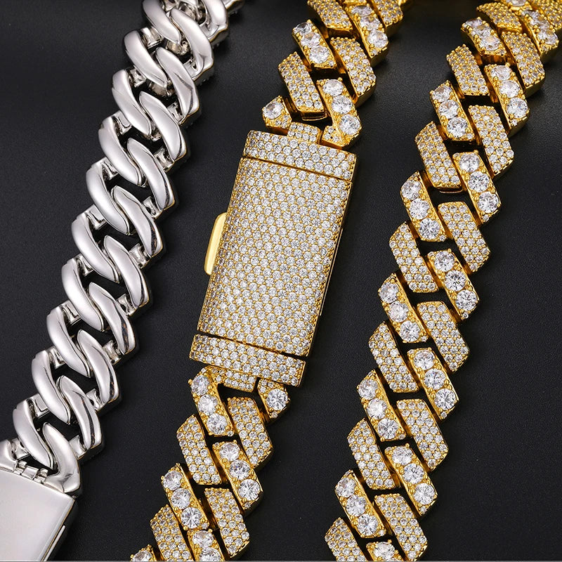 18MM MOISSANITE DUAL-SET CUBAN LINK BRACELET/NECKLACE IN STERLING SILVER - Image 3
