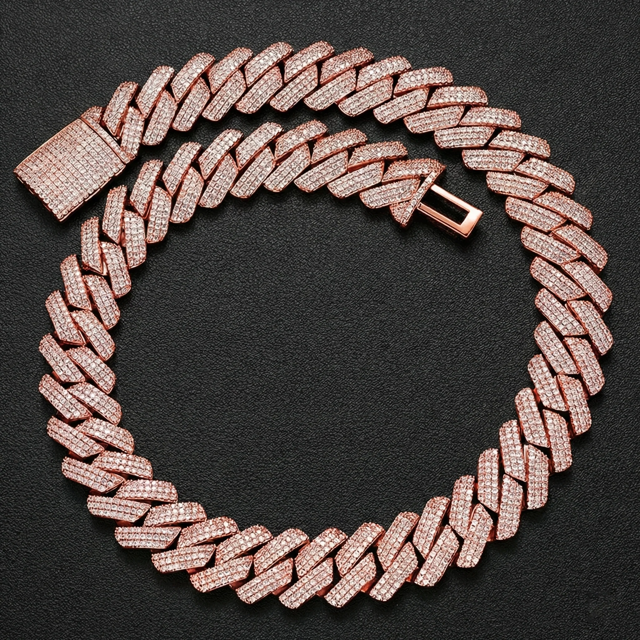 19-20MM 3 TONE MOISSANITE CUBAN LINK NECKLACE/BRACELET IN STERLING SILVER - Image 7