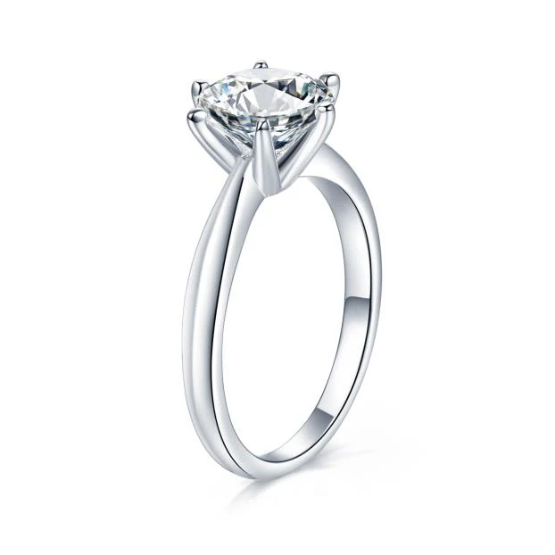 IE00199 1CT ROUND CUT MOISSANITE RING IN STERLING SILVER - Image 4