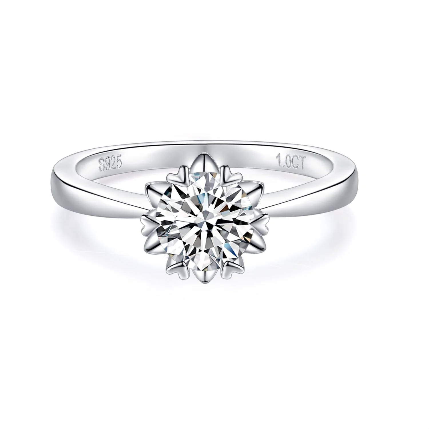 1CT ROUND CUT MOISSANITE RING IN STERLING SILVER {STYLE 2} - Image 4