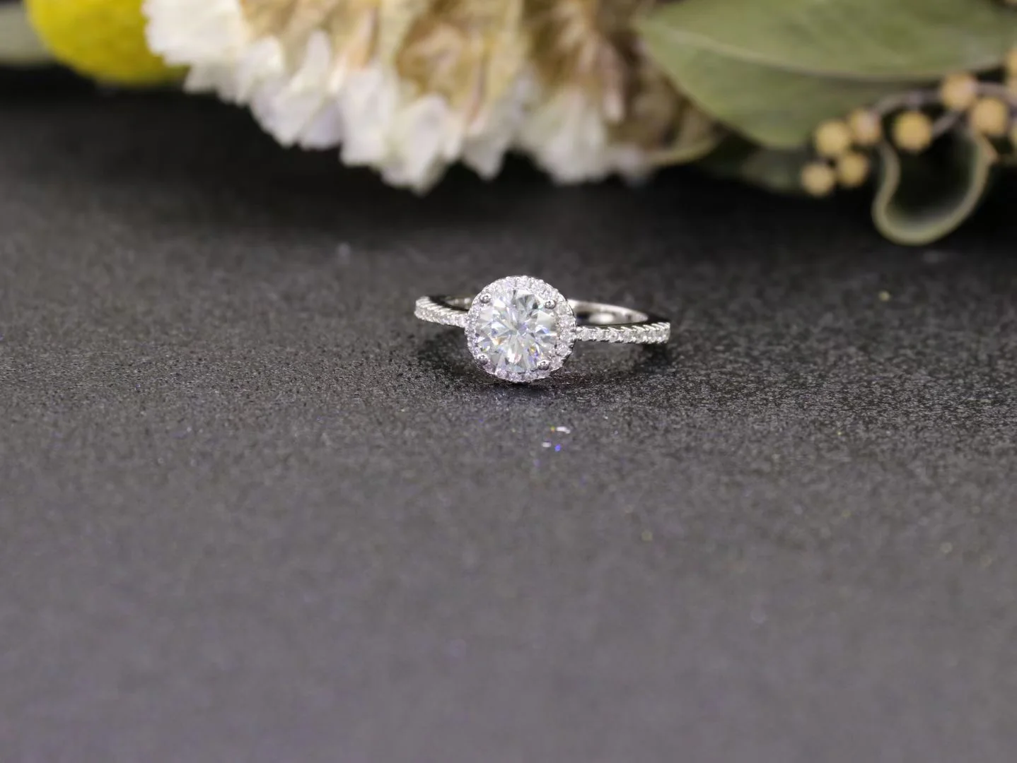 1CT ROUND DIAMOND CUT MOISSANITE ENGAGEMENT RING IN STERLING SILVER - Image 3