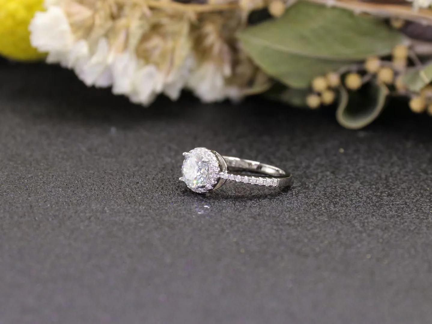 1CT ROUND DIAMOND CUT MOISSANITE ENGAGEMENT RING IN STERLING SILVER - Image 4